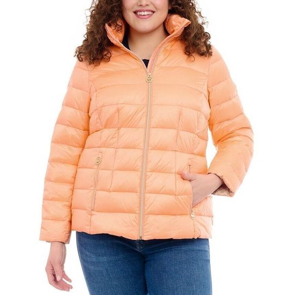 Michael Kors Women's Hooded Packable Down Puffer Coat Desert Flower Size XL - Picture 3 of 4